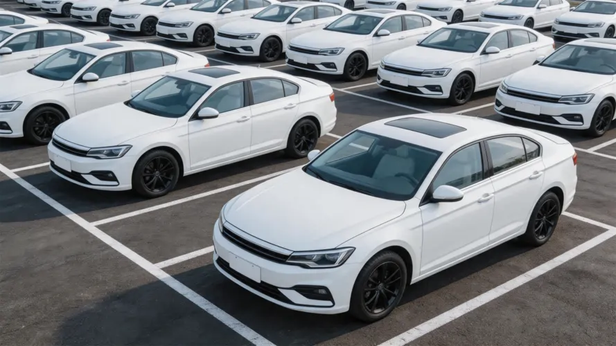 automotive and parts freight service with new cars at export yard