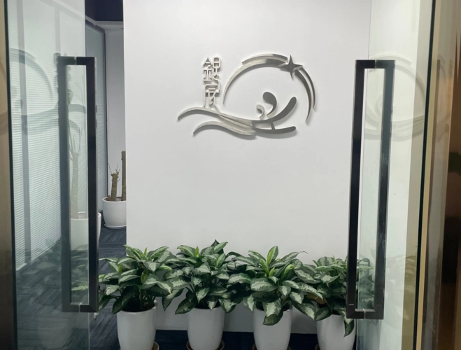 银辰供应链深圳分公司办公室入口形象墙（银字LOGO）
