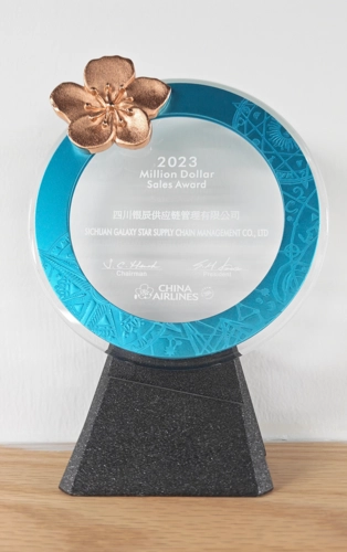 银辰供应链荣获中华航空2023年度百万美元销售大奖奖杯